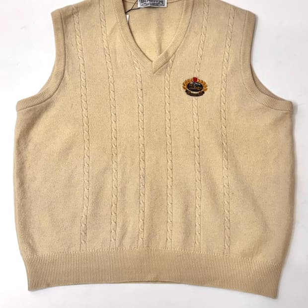 Buberrys 버버리 램스울 아이보리 케이블 니트 베스트