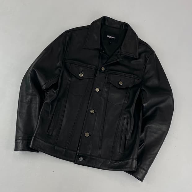 도프제이슨 양가죽 블랙 레더 트러커 자켓 (95)