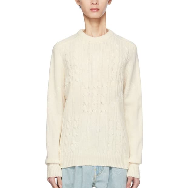 노아 Noah 아가일 케이블 니트 L Cream