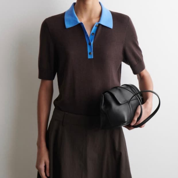 코스 슈렁큰 울 블렌드 폴로 셔츠 니트 반팔셔츠 카라티 COS