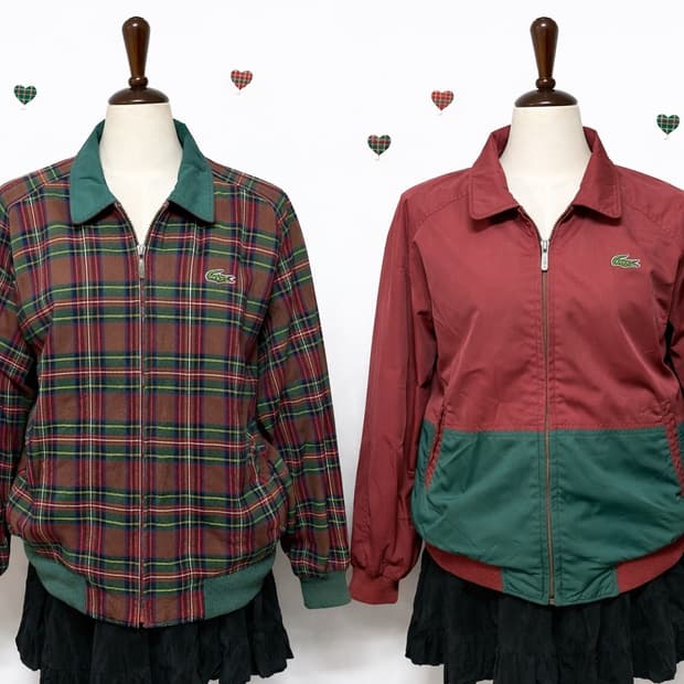 90‘s 라코스테 빈티지 타탄 체크 리버시블 자켓 L