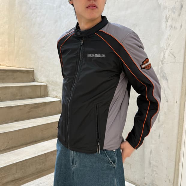 할리 데이비슨 테크니컬 파이핑 나일론 레이싱 자켓