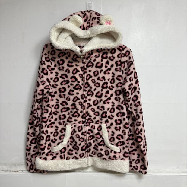 핑크 레오파드 호피 플리스 후리스 히메갸루 집업