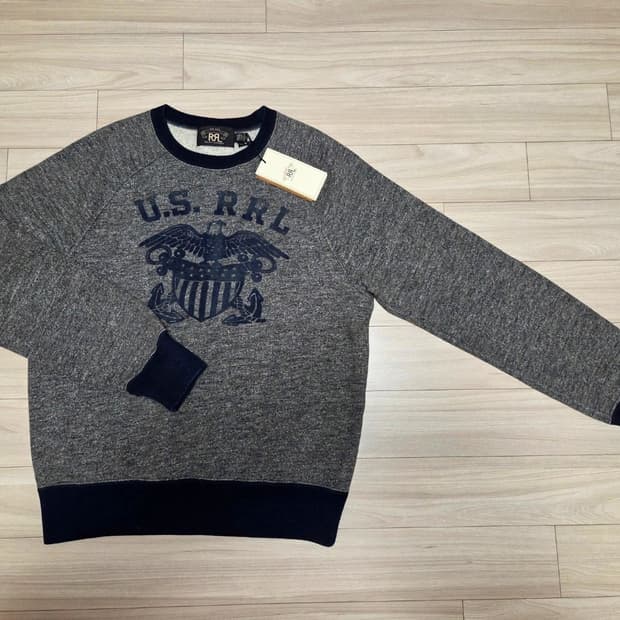 RRL U.S. RRL 로고 플리스 인디고 크루넥 스웻셔츠