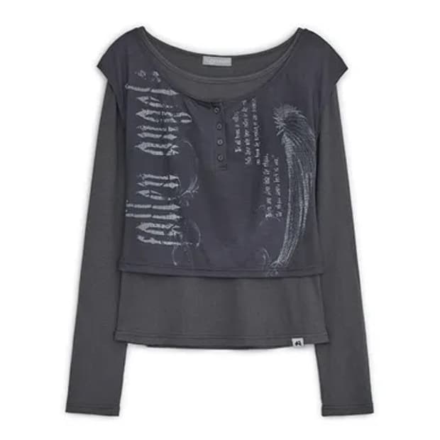 허그유어스킨 폴런 엔젤 레이어드 탑 차콜