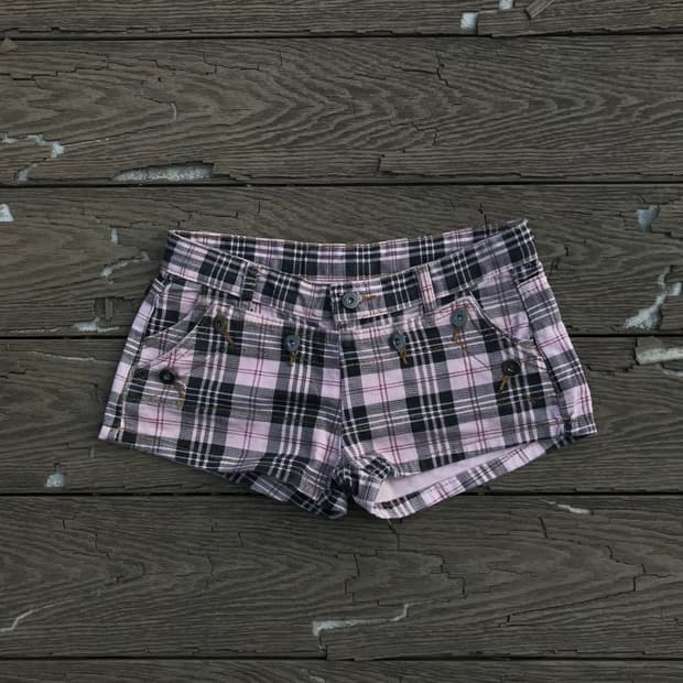 Pink Plaid Mini Shorts