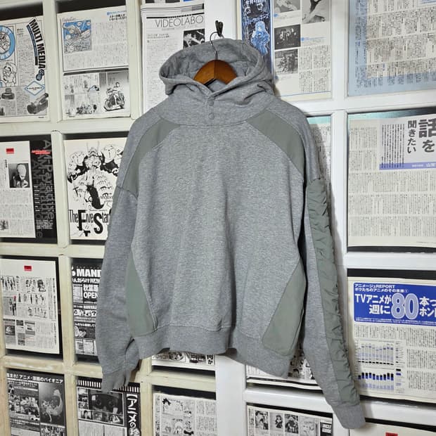 엑스톤즈 셔링 배색 오버핏 후드티