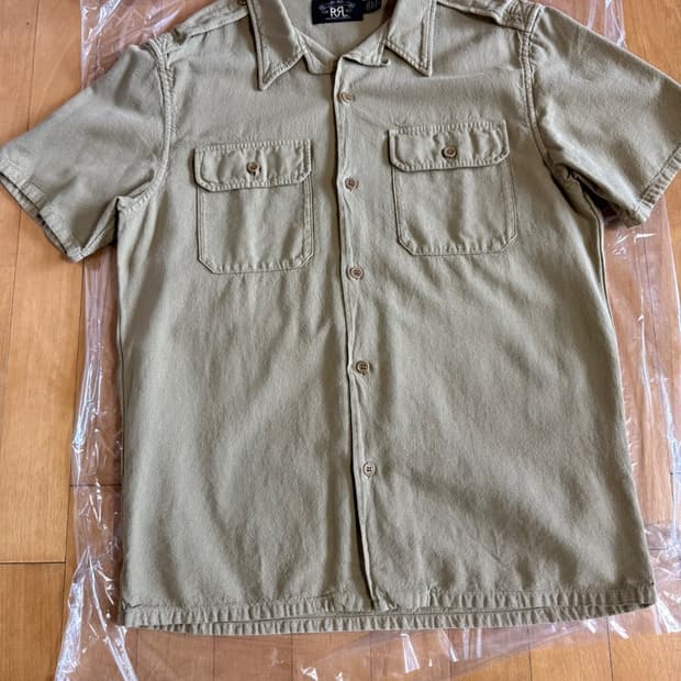 RRL 코튼 도비 캠프 셔츠