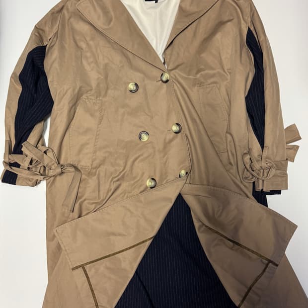 여성 자라 ZARA 빅 사이즈 스트라이프 트렌치 코트 XL
