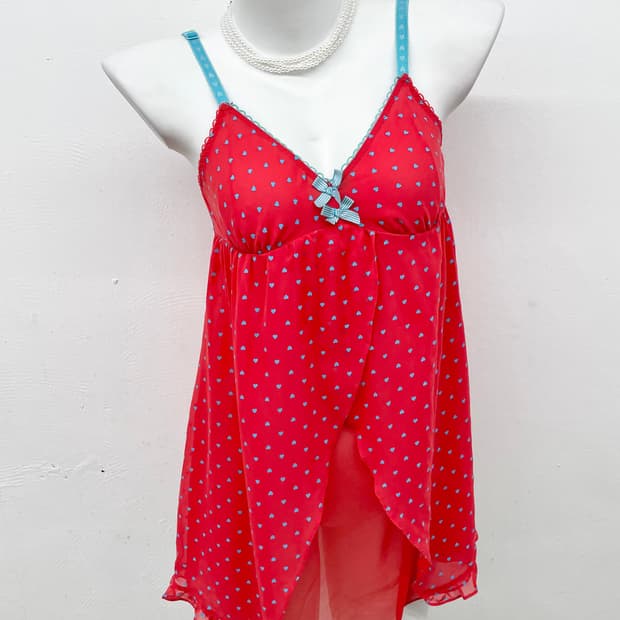 키치 하트 리본 슬립