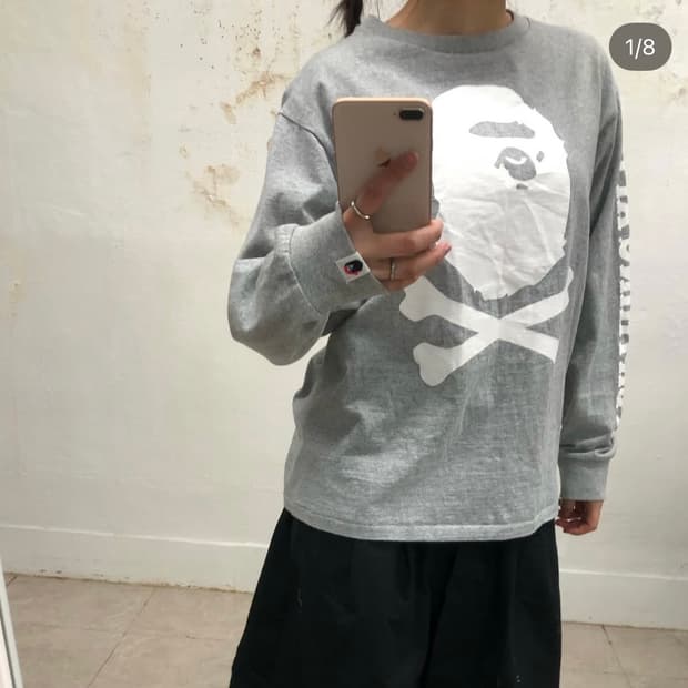 해적 베이프 크로스본 롱슬리브 티셔츠