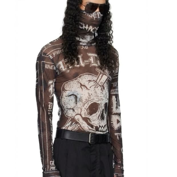 루단 2026 타투 프린팅 마스크 매쉬 롱슬리브