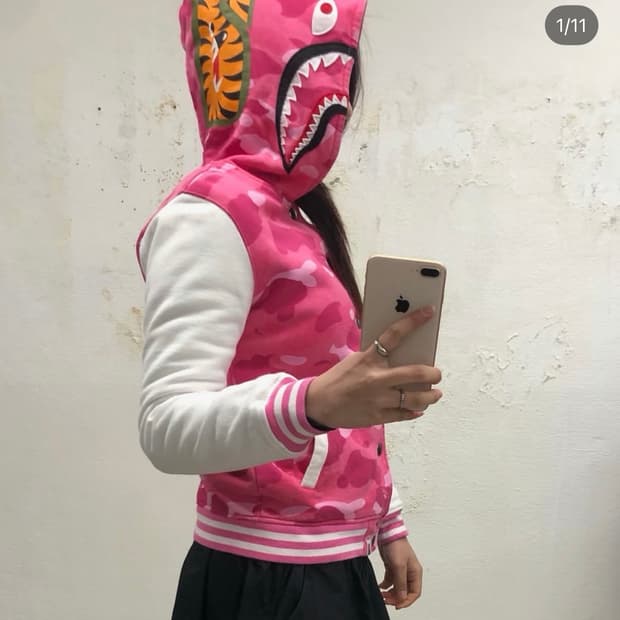 딱붙핏!!)) 베이프 샤크 바시티 자켓