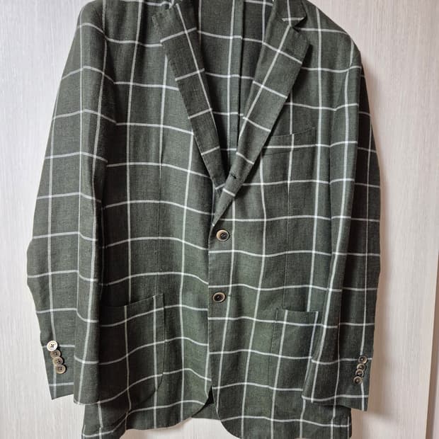 안토니오 푸가토 테일러드 린넨 자켓 체크자켓