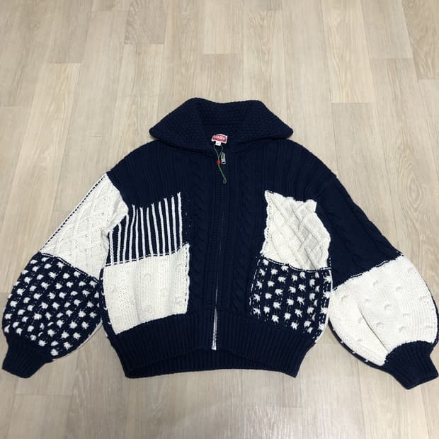 (XS) 새상품 겐조 파리스 KENZO 코튼 세일러 버블 가디건 네이비