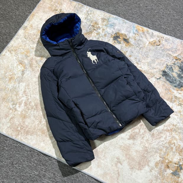 폴로 화이트 빅포니 후드패딩