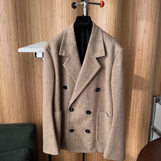 보테가베네타 카멜 블랙 멜란지 쉐브론 모티브 울 재킷52