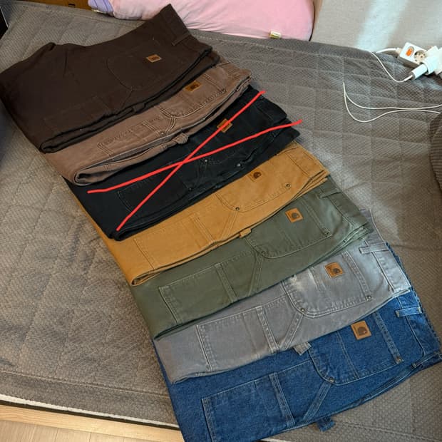 (일괄판매)빈티지 carhartt 칼하트 구형 더블니 B136 가죽로고