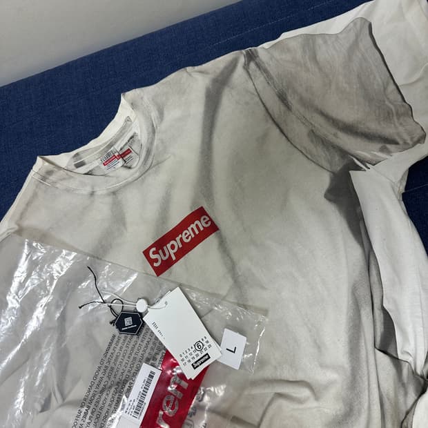 풀구성 최상급 슈프림 x 마르지엘라 박스로고 반팔티 화이트 L
