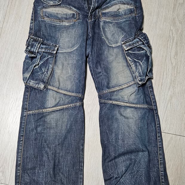 빈티지 워싱 와이드 카고팬츠 , 바지