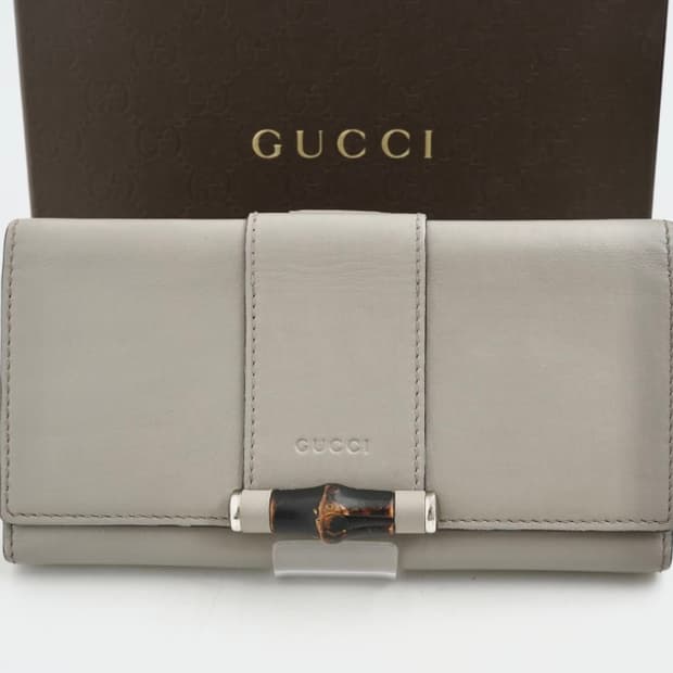[정품] 구찌 레더 클래식 그레이 여성 장지갑 
