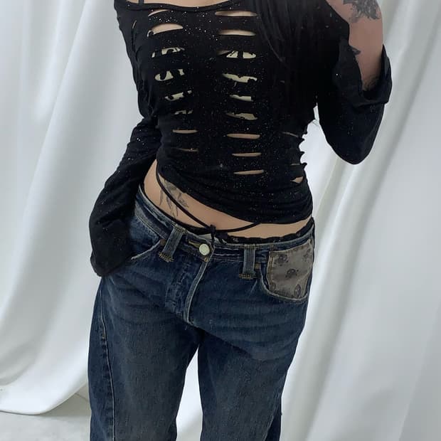 Glitter Distressed Punk Tee