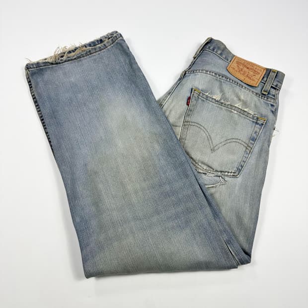 29 리바이스 569 루즈 스트레이트 데미지 워싱 데님팬츠