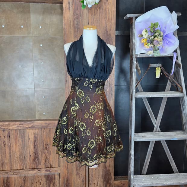 80's USA 홀터넥 홀리데이 원피스