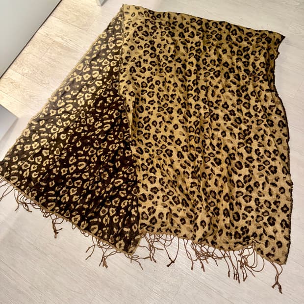 ELLE 갸루 호피 머플러 목도리 일본빈티지