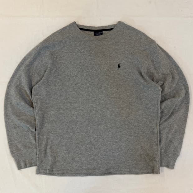 폴로 랄프로렌 와플 써멀 롱슬리브 긴팔티 회색