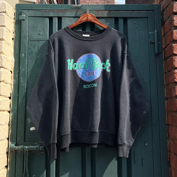 [L]90's 하드락 카페 USA Made 보스턴 블랙 스웻셔츠