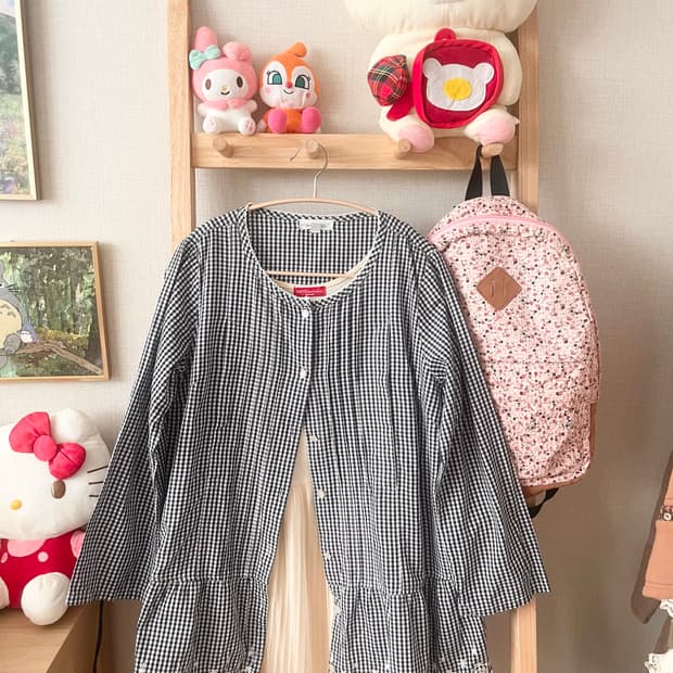 모리걸 빈티지 체크 자수 바선생 원피스 set 💙🤍🎀