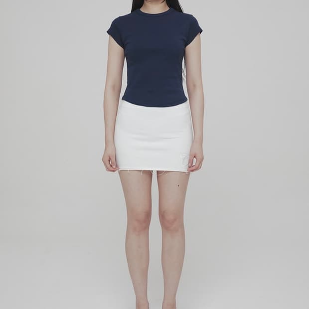 큐리티 반팔 티셔츠 C 90S LINE BASIC T-SHIRT_NAVY