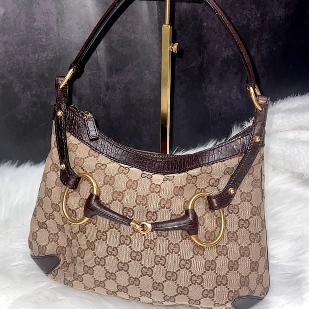 Gucci 구찌 GG 캔버스 홀스빗 모노그램 브라운 숄더백 핸드백 