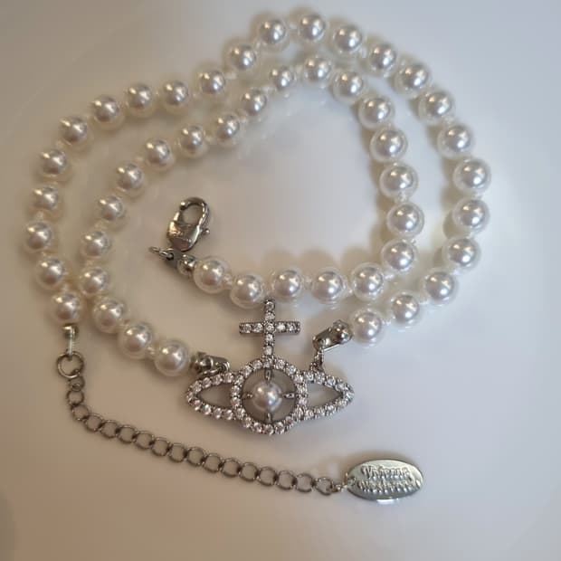 비비안웨스트우드 업사이클링  진주큐빅  진주 목걸이