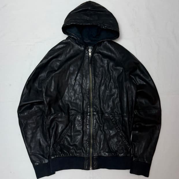 디젤 양가죽 램스킨 가죽 후드집업 가죽자켓 블랙
