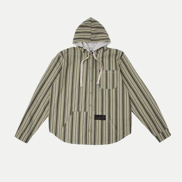 콜로신스 스트라이프 후드셔츠 그린