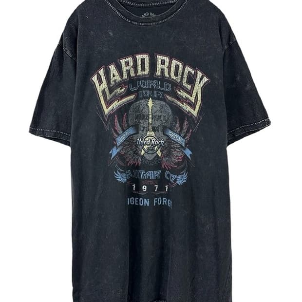 [XS] HARD ROCK 월드투어 스컬 그래픽 밴드 반팔티