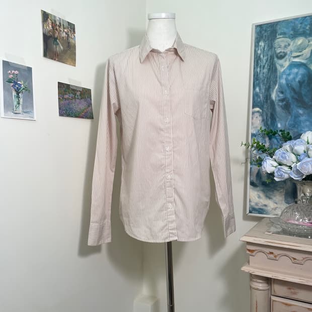 beige stripe basic line shirt(size-M)