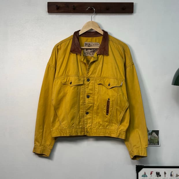 90s 디젤 레더 카라 트러커 자켓/O75