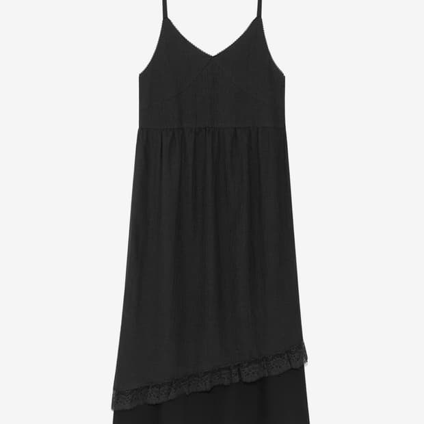 다이닛 윤비누 LACE SHIRRED DRESS BLACK