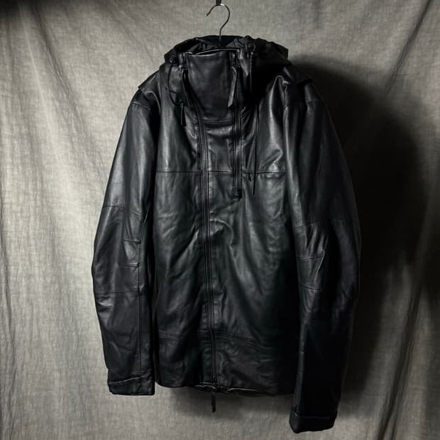 C DIEM Black Lamb Leather Hooded Jacket