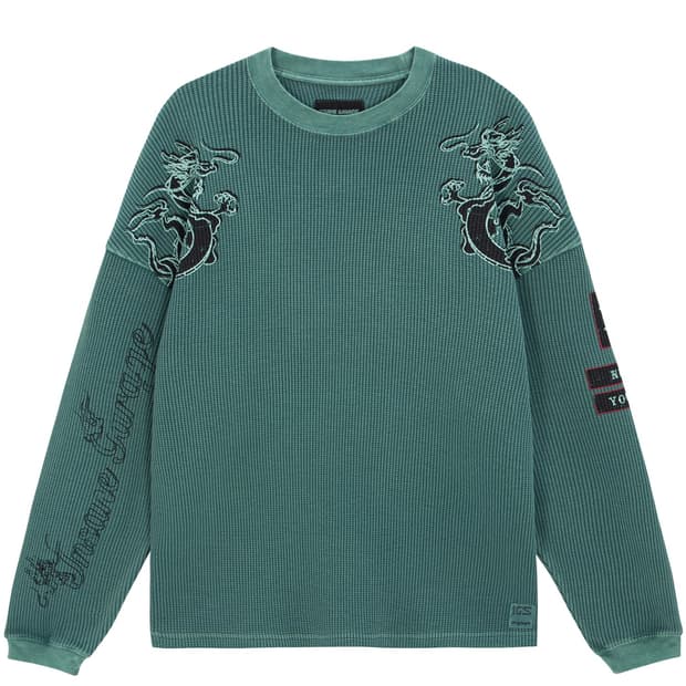 INSANE WAFFLE GRAPHIC LONG SLV_TEAL