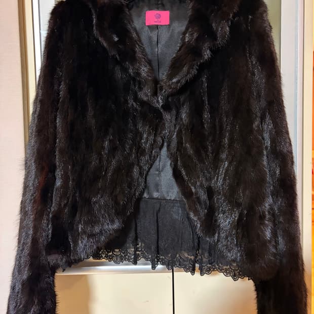 빈티지 갸루 레이스 밍크 퍼 자켓 블랙 