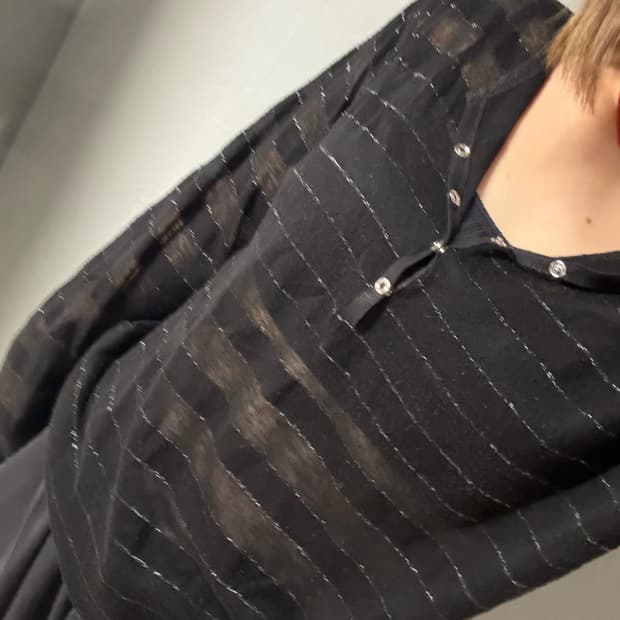 glitter stripe see-through long sleeve