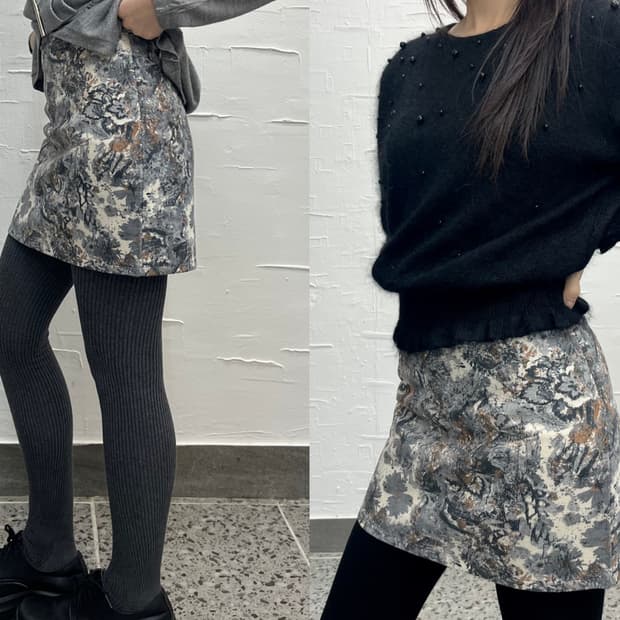 flower marbling mini skirt