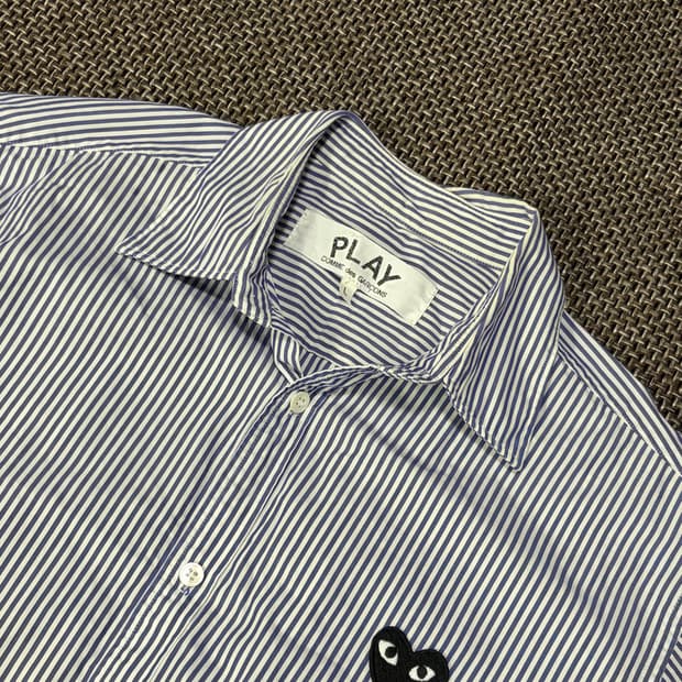 꼼데가르송 블랙하트 스트라이프 셔츠