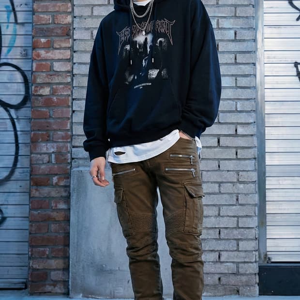 발망. 남자 더블지퍼 바이커진 카고팬츠_32