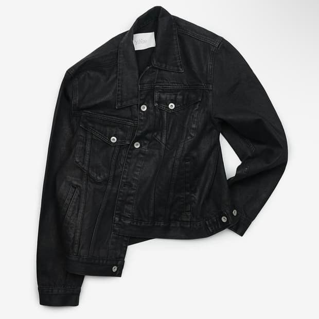 이예 Aslant Crop Denim Coating Jacket