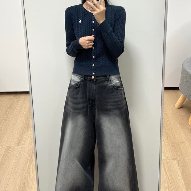 폴로 랄프로렌 네이비 꽈배기 니트 가디건